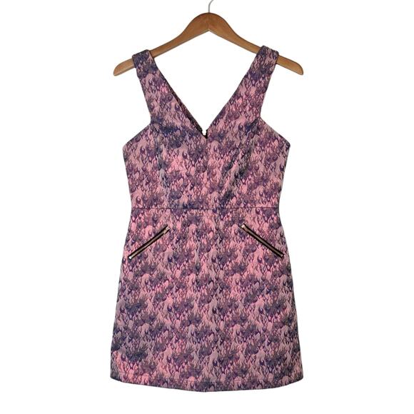 TOPSHOP Pink Jacquard Flames Mini Dress Size 6 - Picture 1 of 11